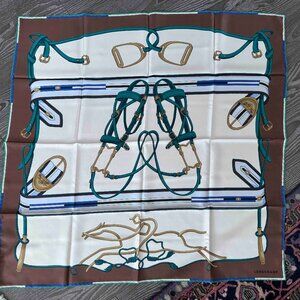 Brand new Longchamp equestrian motive silk scarf large square 90 cm